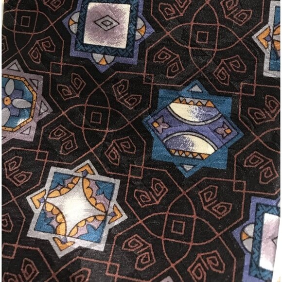 Leo Chevalier Mens Silk Geometric Pattern Tie Navy Necktie - Picture 2 of 4